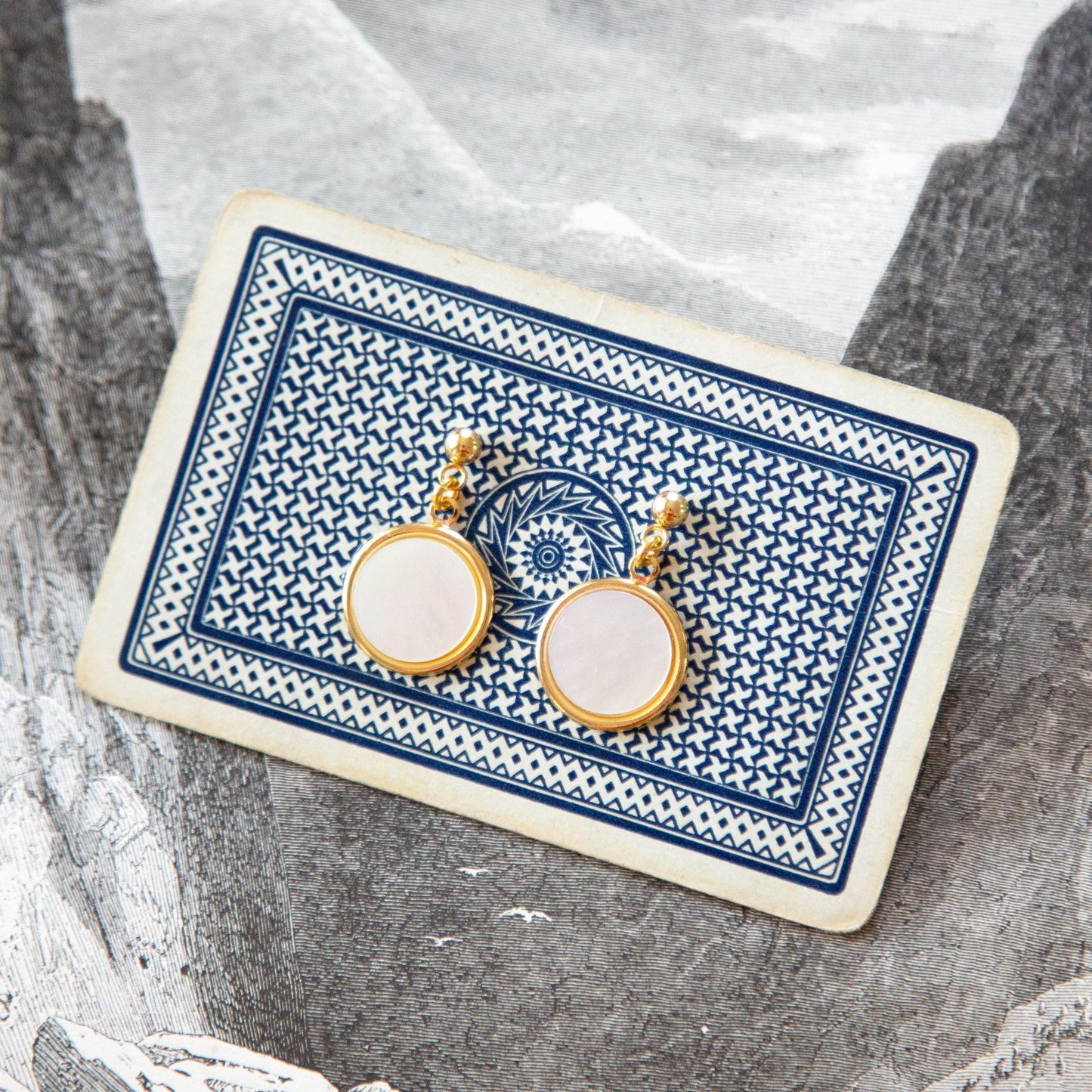 Vintage Pearl Disc Earrings