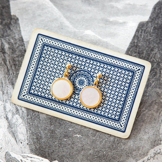 Vintage Pearl Disc Earrings