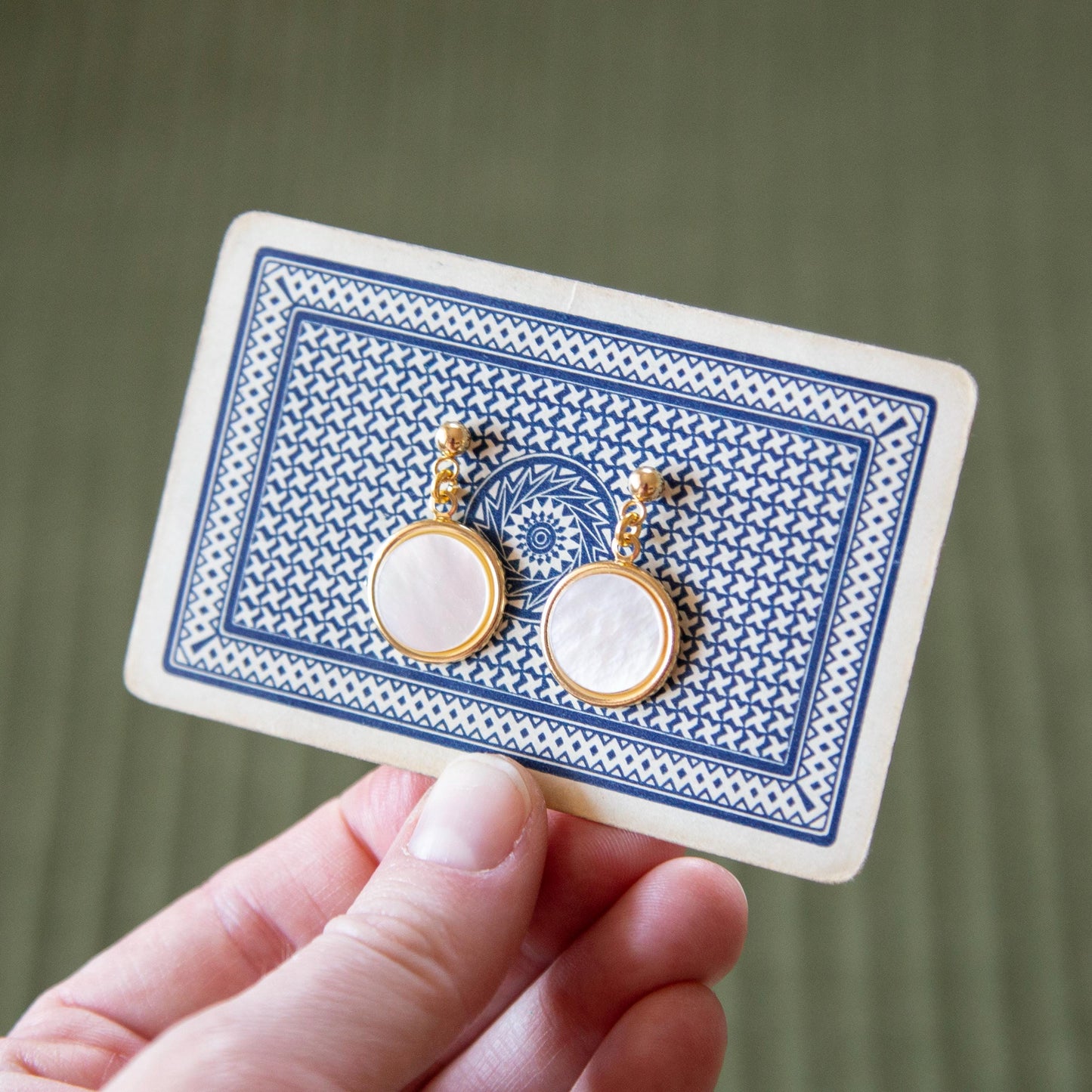 Vintage Pearl Disc Earrings