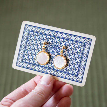 Vintage Pearl Disc Earrings
