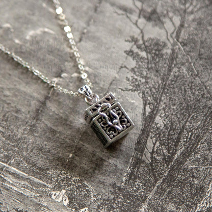 Vintage Silver Box Locket Necklace