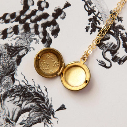 Vintage Mini Round Floral Locket Necklace