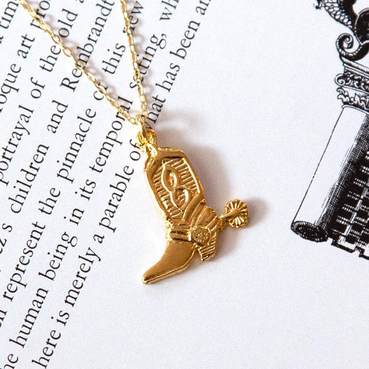 Vintage Gold Cowboy Boot Necklace