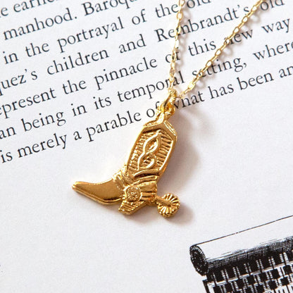 Vintage Gold Cowboy Boot Necklace
