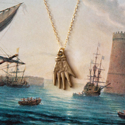Vintage Brass Hand Necklace