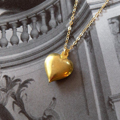 Vintage Brass Heart Charm Necklace