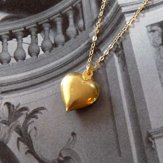 Vintage Brass Heart Charm Necklace