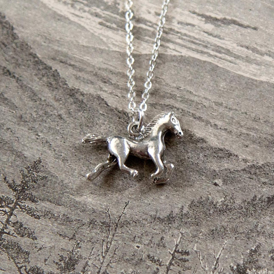 Vintage Running Horse Charm Necklace