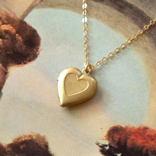 Vintage Mini Gold Heart Locket Necklace