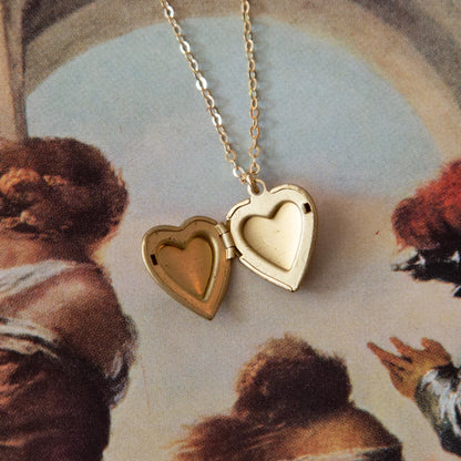 Vintage Mini Gold Heart Locket Necklace