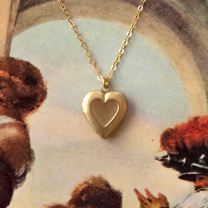 Vintage Mini Gold Heart Locket Necklace