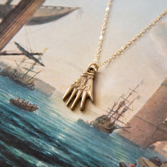 Vintage Brass Hand Necklace