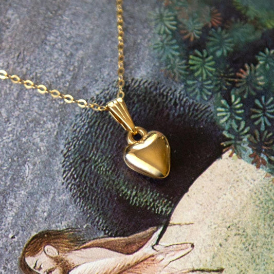 Vintage Mini Puff Heart Necklace
