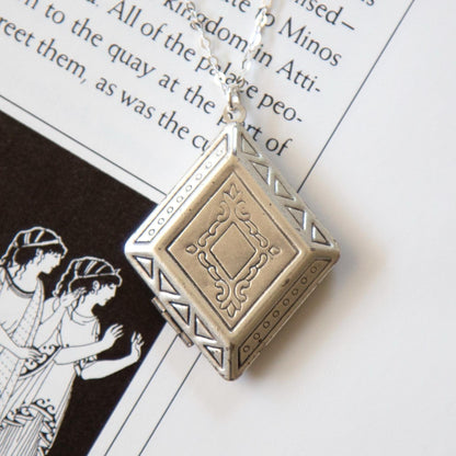 Vintage Silver Diamond Locket Necklace