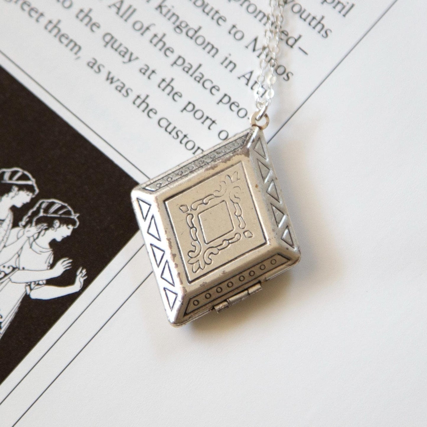 Vintage Silver Diamond Locket Necklace