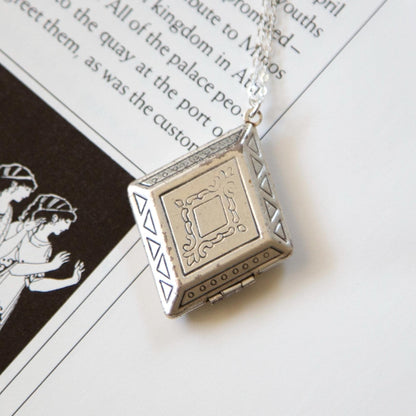 Vintage Silver Diamond Locket Necklace