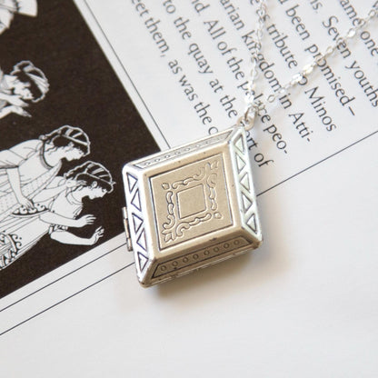 Vintage Silver Diamond Locket Necklace