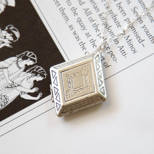 Vintage Silver Diamond Locket Necklace